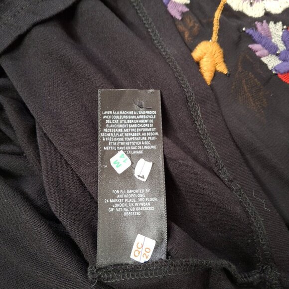 Anthropologie Floral Embroidered Blouse Sz S Relaxed Fit Beaded Boho Whimsigoth - Picture 12 of 16